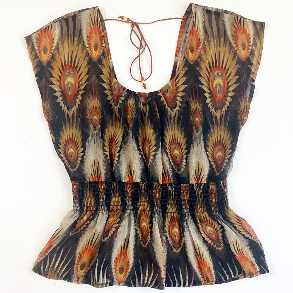 A’GACI sheer short sleeve top L